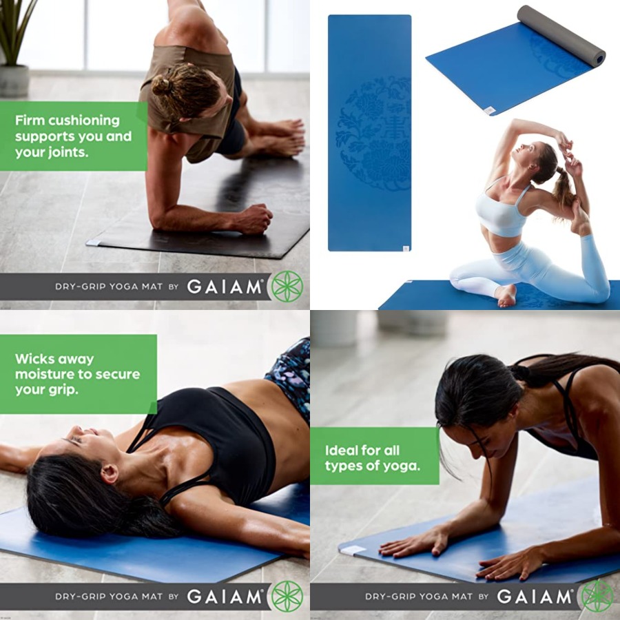 Dry-Grip Yoga Mat - 5mm Thick  - Pilates Yoga Or ulasan dan harga