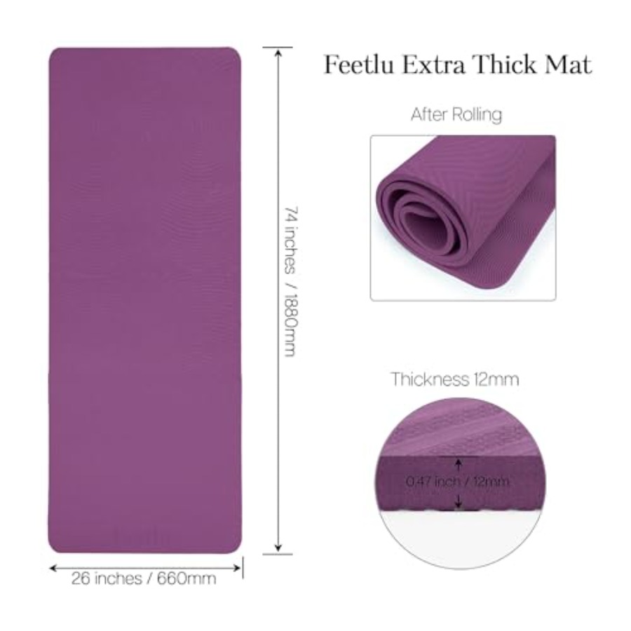 Extra Thick 12mm Exercise Mat  - Pilates Yoga Joint ulasan dan harga