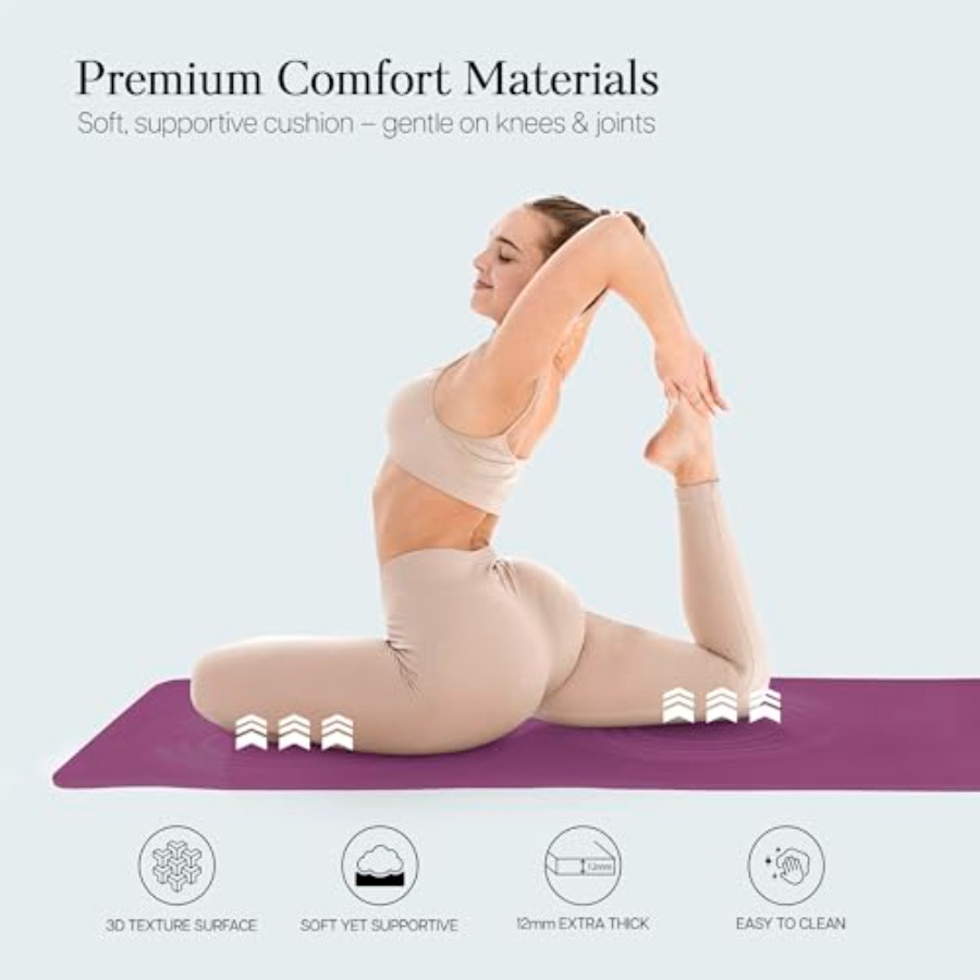 Extra Thick 12mm Exercise Mat  - Pilates Yoga Joint ulasan dan harga