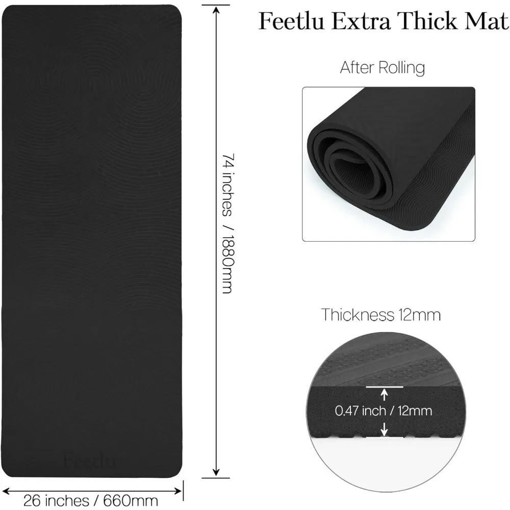 Extra Thick 12mm Non Slip Exer - Pilates Yoga Joint ulasan dan harga