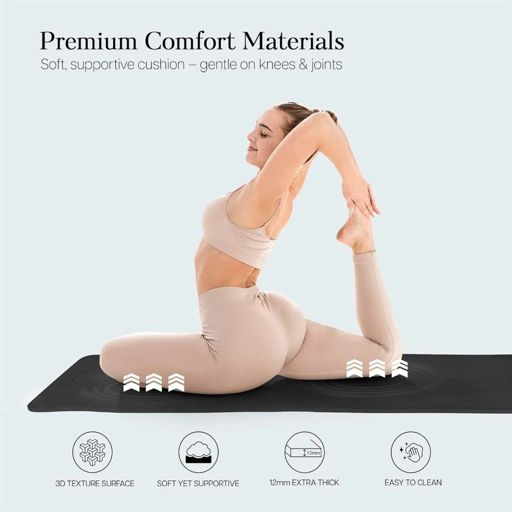 Extra Thick 12mm Non Slip Exer - Pilates Yoga Joint ulasan dan harga