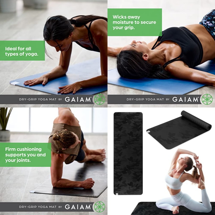 Dry-Grip Yoga Mat - 5mm Thick  - Pilates Yoga Or ulasan dan harga